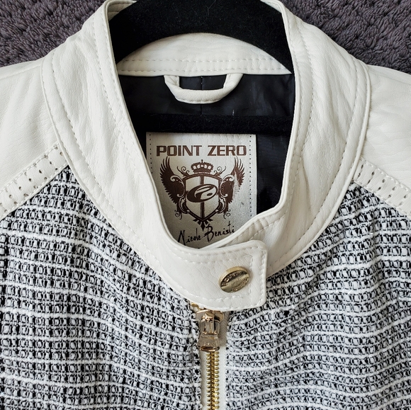 Point Zero white faux-leather jacket w/ wool - Picture 6 of 16